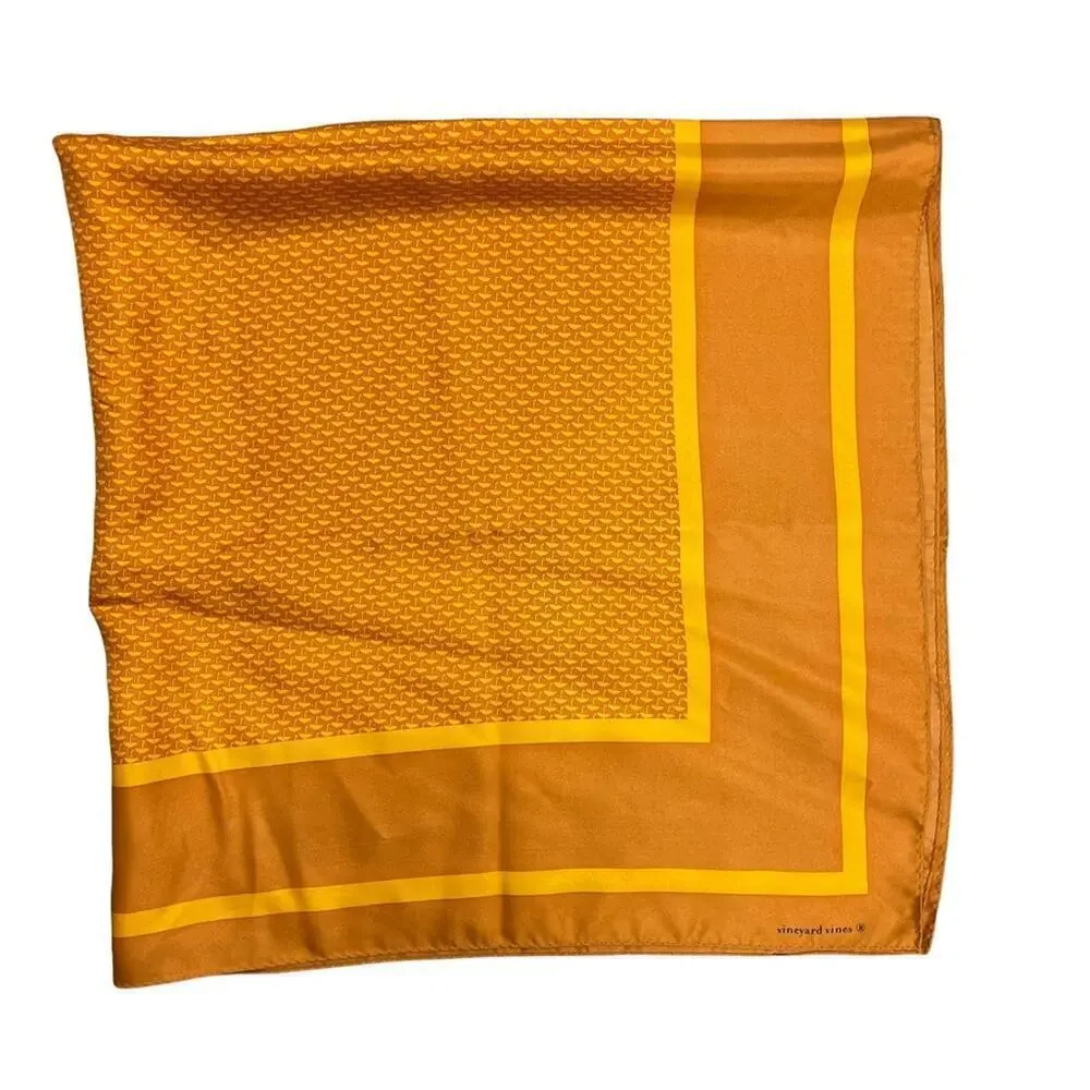Vineyard Vines Silk Square Umbrella Print Yellow Scarf 35x35